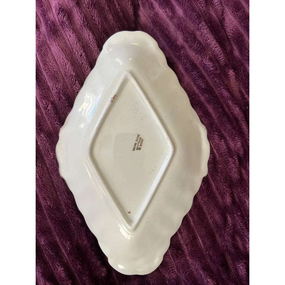 England Bone China Trinket/Serving Dish Flowers And Gold